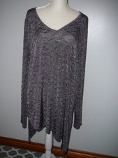 Simply Vera Wang V-Neck Purple Tunic with Asymmetrical Hemline-Size XL