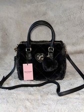 Juicy Couture Black Liquorice Faux Fur Lets Get Cozy Satchel NWT
