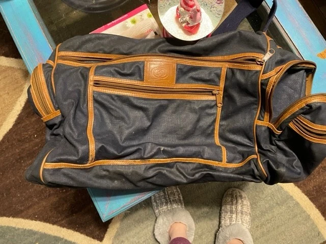 Vintage Gucci Blue Duffle Bag Travel Large Bag Duffel Bag