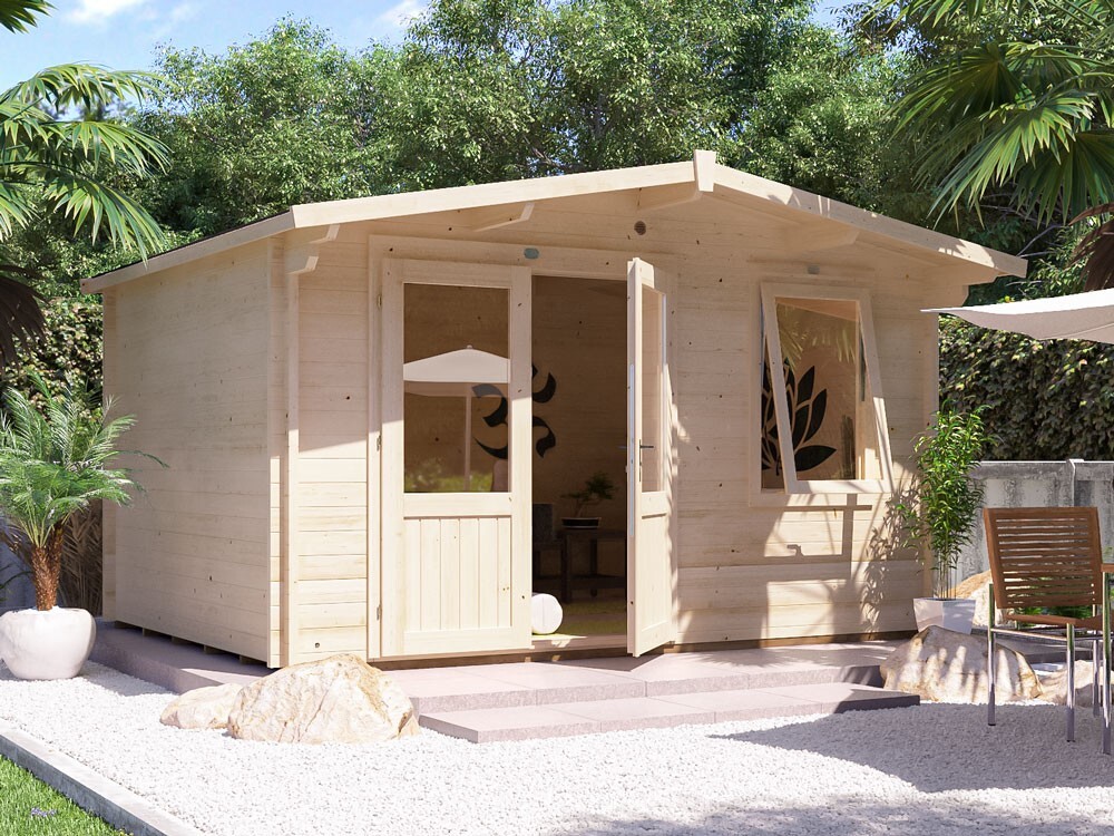 Log Cabin Garden Shed Office Wooden Summer House Kit Man Cave Rhine 4m x 3m