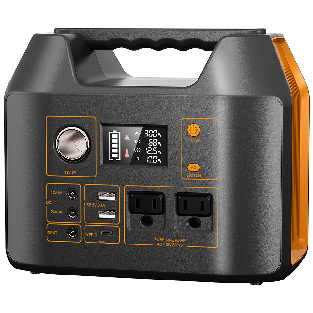 Portable Power Station 300W 296Wh 80000mAh 110V Camping Battery