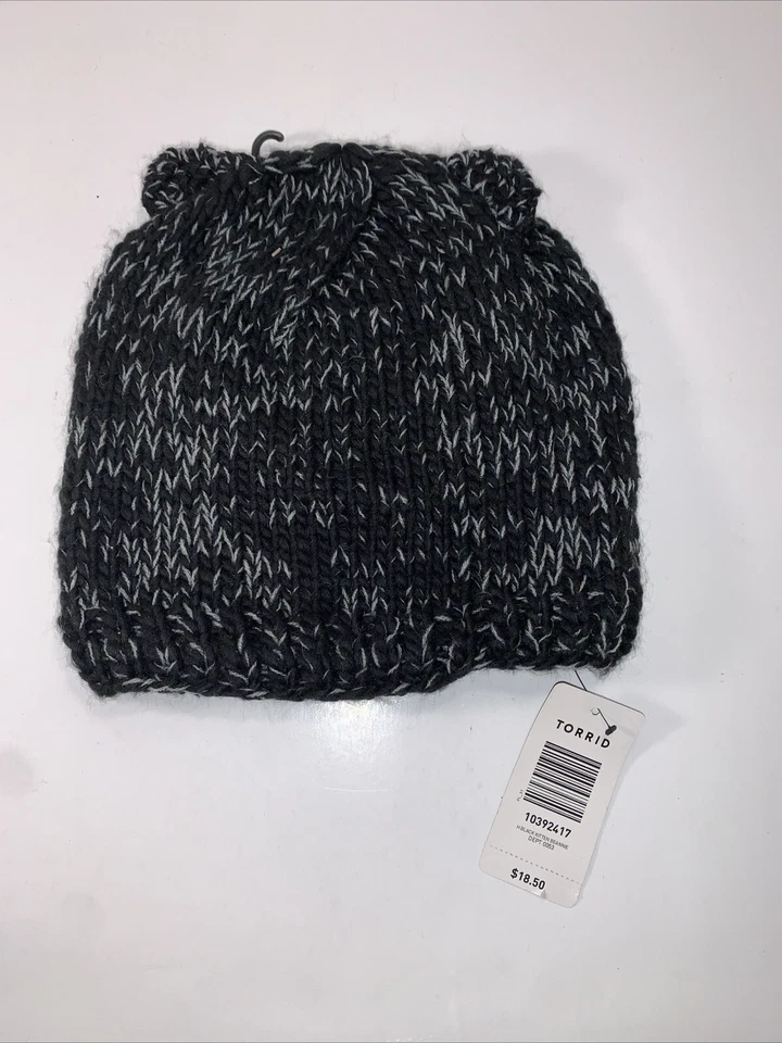 Nuevo gorro con etiqueta Torrid Cat Face negro y gris #10392417 talla única para todos Foto 2 de 4