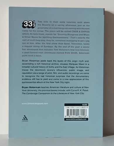 Bryan Waterman: Marquee Moon by Television. 33 1/3 Series (2011) - Picture 2 of 2