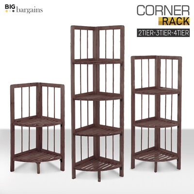 2 Ebenen Holz Eckregal Regal Organizer Aufbewahrung Ständer Vitrine Zuhause