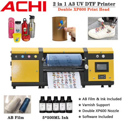 A3 UV DTF Printer Varnish Transfer Sticker Printing Double XP600 Nozzle EU Ship