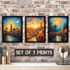 Moroccan Wall Art Marrakech Prints Set Of 3 Art Prints Morocco Landscape View