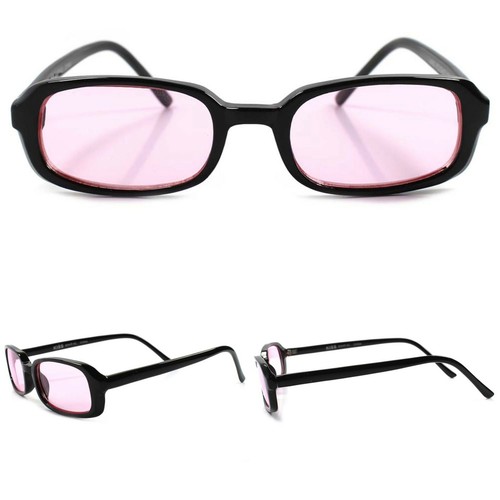 Classica LENTE ROSA RETTANGOLO VERO VINTAGE CON 80s 90s Indie Fashion Occhiali  da sole | eBay