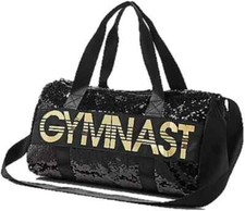 Justice Gymnastics Black Gold Flip Sequin Duffle Bag Tote Bag Gymnast