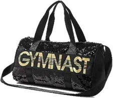 Justice Gymnastics Black Gold Flip Sequin Duffle Bag Tote Bag Gymnast