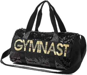 Justice Gymnastics Black Gold Flip Sequin Duffle Bag Tote Bag Gymnast