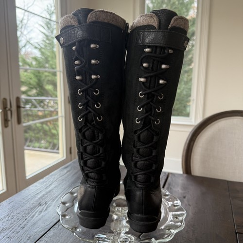 Ugg Australia Black Leather & Suede Smithfield Tall Boot-Women's Size 5.5 EUC - Picture 11 of 17