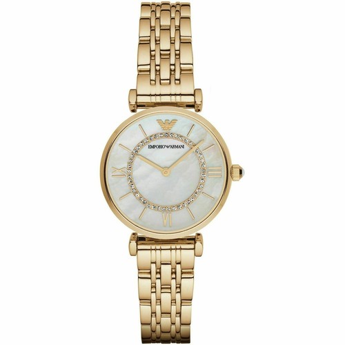 NEW EMPORIO ARMANI WOMENS WATCH WHITE DIAL & GOLD BRACELET AR1907 GIANNI