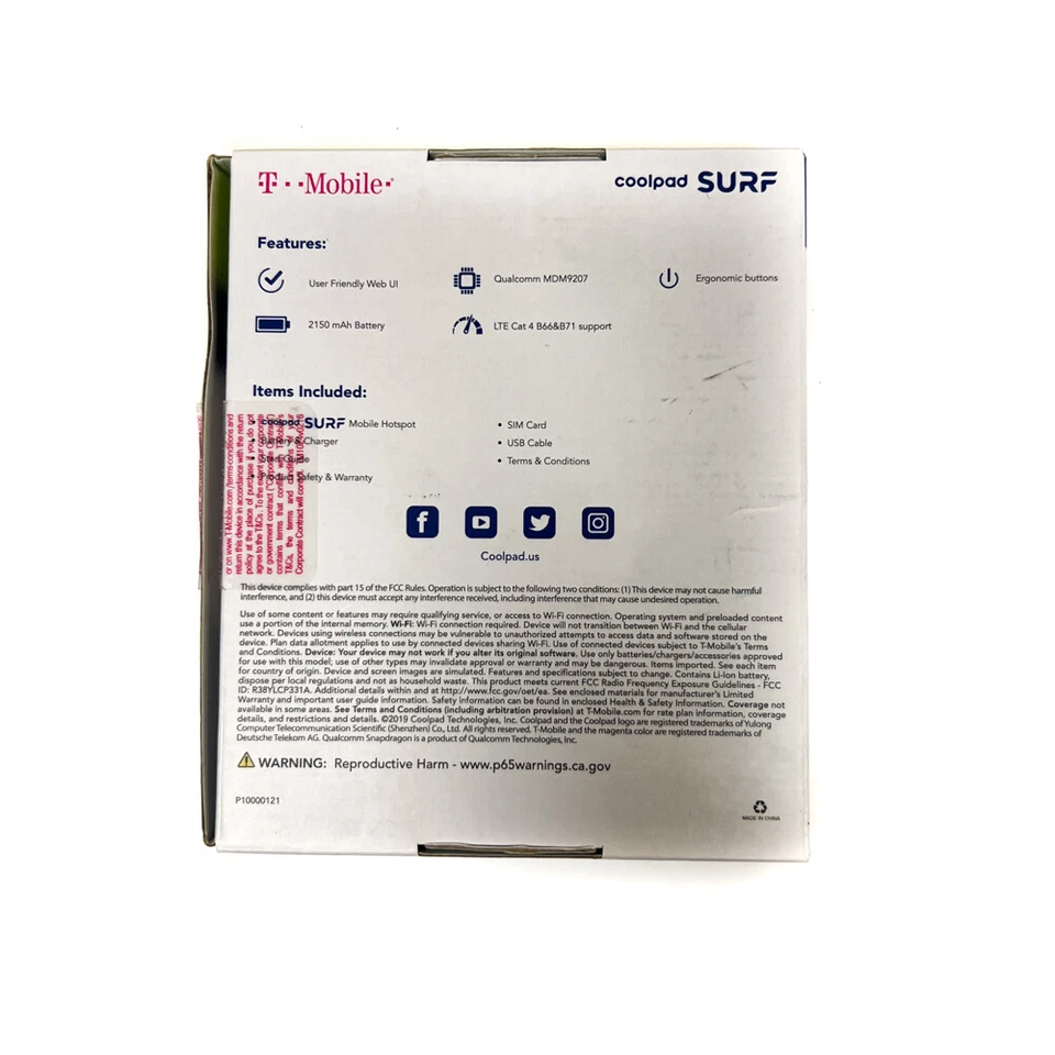 T-Mobile Coolpad Surf CP332A Black WiFi HotSpot Modem, Up to 15 Devices, 4G LTE - Image 3 of 4