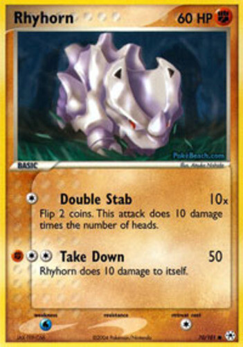 Pokemon Rhyhorn #70 Card - EX Hidden Legends Set, Fighting Type, Common Rarity - View #3