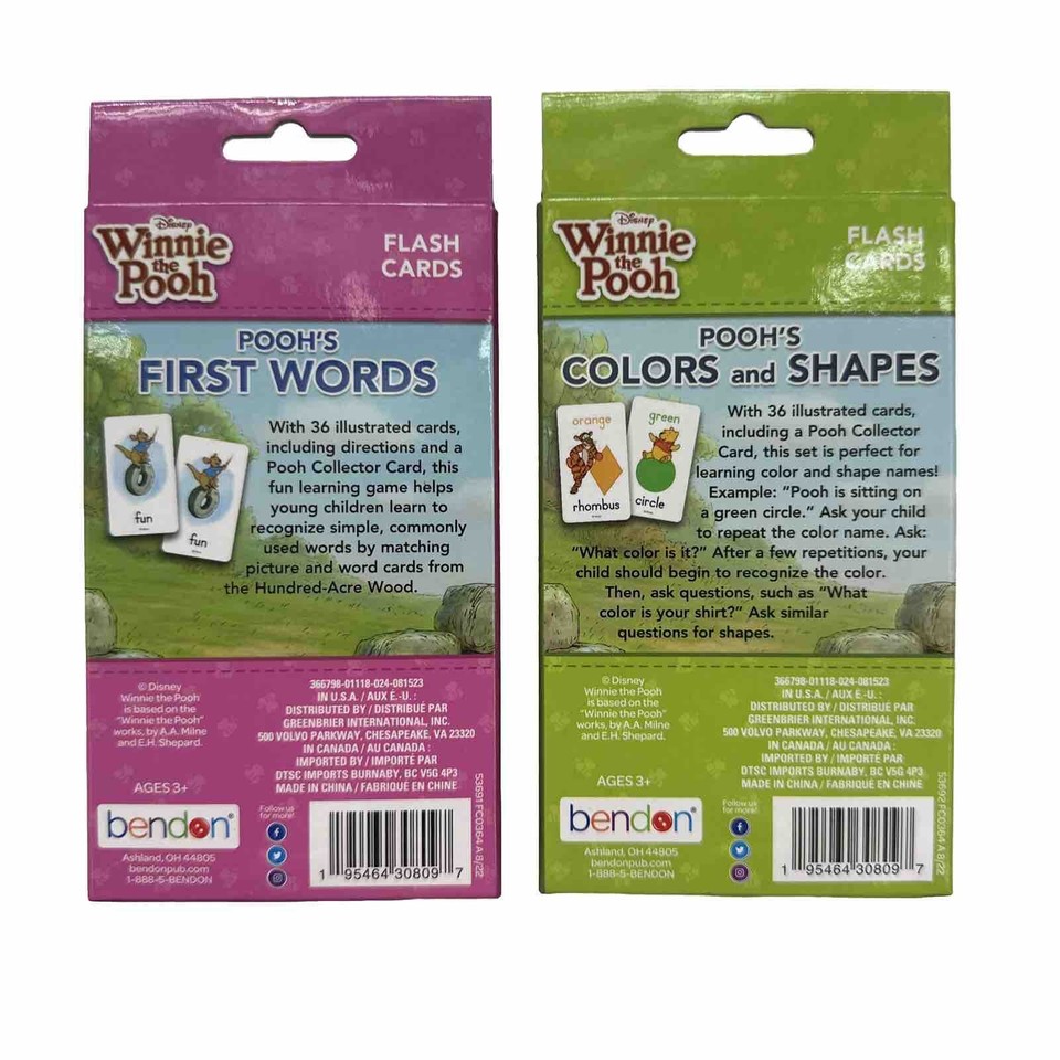 Disney Winnie the Pooh kids flash card set First words / Colors and ...
