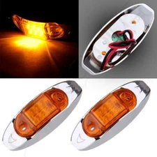 2PCS 4" AMBER/RED LED SIDE MARKER CLEARANCE TRAILER TURN LIGHT 6DIODE W/CHROME