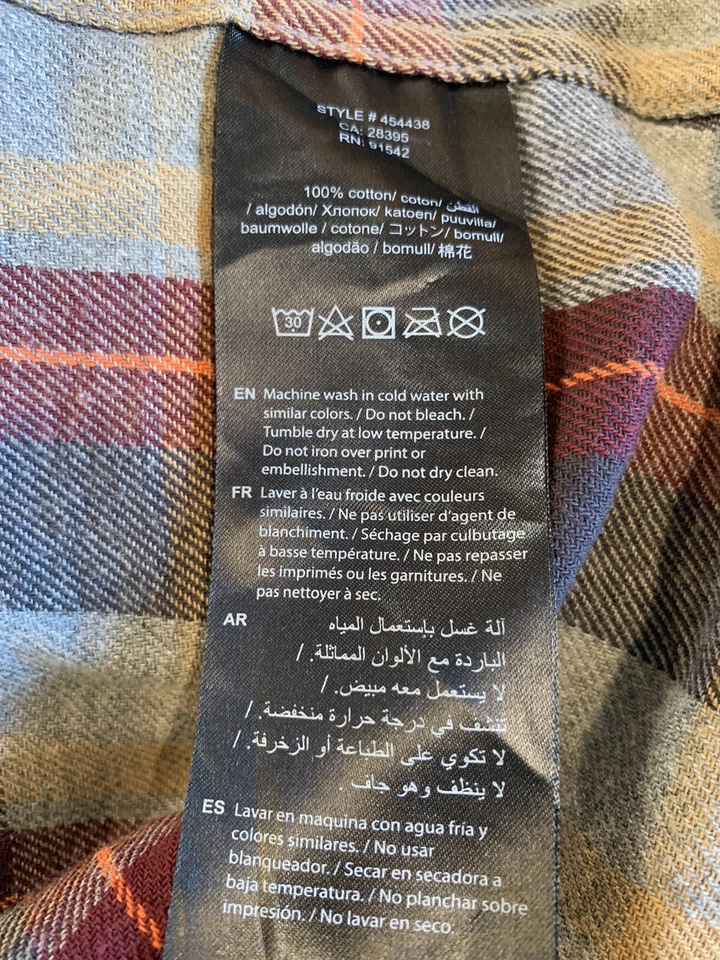 Men’s BRP Can-Am Snowmobiling Performance Gray Burgundy Beige Plaid Shirt Small — 第 4/4 张图片