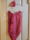 Destira Pink Positive Vibes Gymnastics Leotard Child Medium/CM w/Scrunchie — photo 1