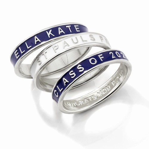 Customized Enamel Stackable Band High School Class Ring Graduation Gift For Her - Picture 3 of 12