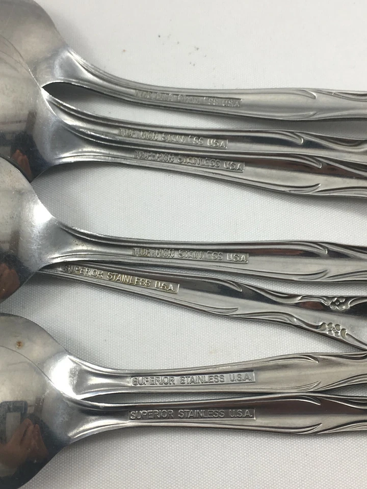 Superior Chapel Hill flor de aço inoxidável 3 colheres de chá ovais e 4 colheres de sopa ovais EUA - Imagem 3 de 4