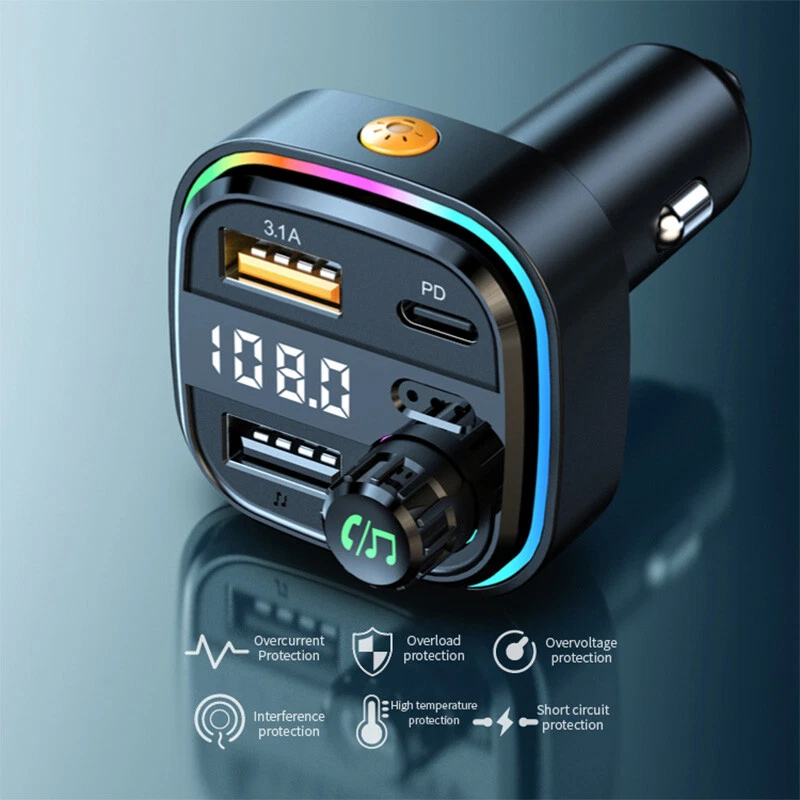 Auto Ladegerät Adapter Auto PD USB Wireless Bluetooth LED FM Transmitter MP3 Player - Bild 4 von 4