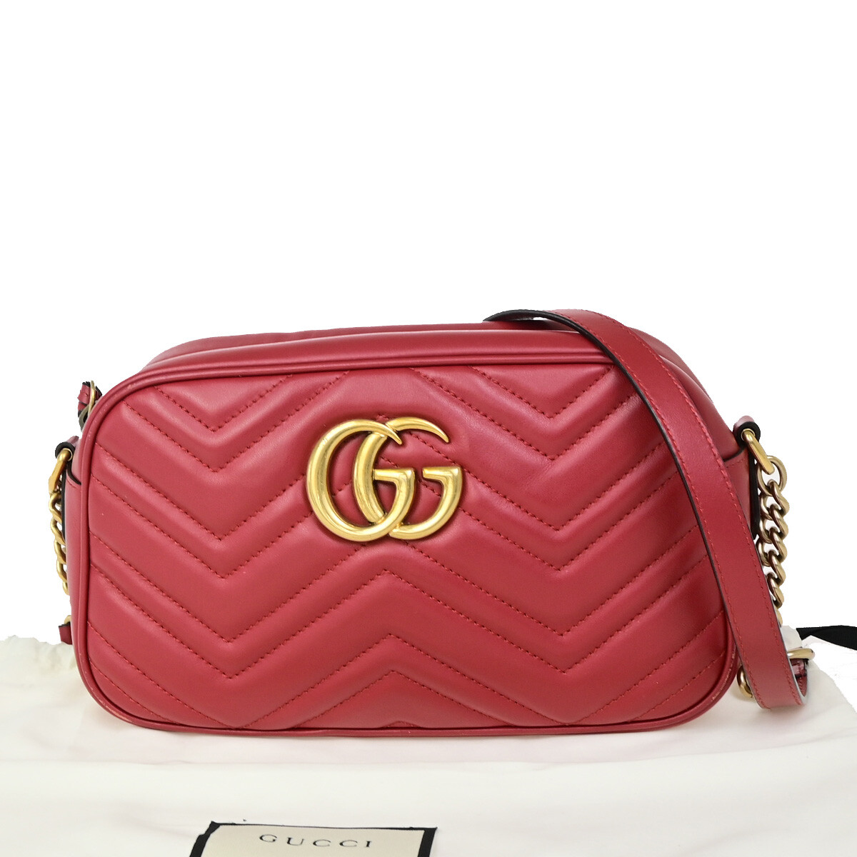 GUCCI GG Marmont Small Quilting Chain Shoulder Bag Leather