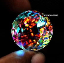 Certified Round Cut 50.50 Ct Natural Rainbow Color Mystic Topaz Loose Gemstone