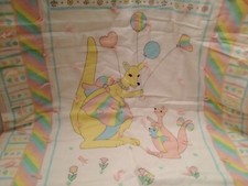 Baby Handmade Quilt Kangaroo  Joey Baby Heart Balloons Pastel Nursery 43x34