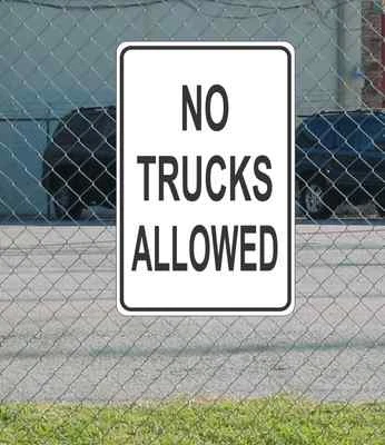 SSI No Trucks Allowed METAL 12"x18" SIGN Black & White