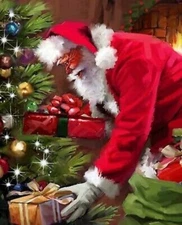 Santa Leaving Presents Christmas Panel Digital Print David Textiles 36 By 35