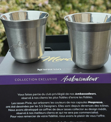 Nespresso Pixie Ambassador Limited Edition Espresso Tassen 2 Stück. Neu OVP