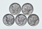 High Grade Lot 1936 1939 1937 1935 1939 Mercury Dime Collection *793