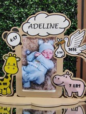 Personalized 3D Printed Baby Birth Stats Photo Frame Custom Keepsake
