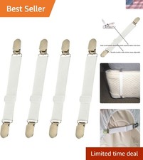 Bed Sheet Clips Straps Sheet Holder Mattress Clips, 4 Pcs Adjustable Elastic ...
