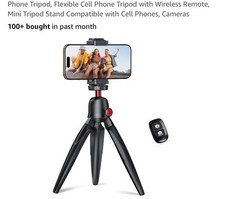 Phone Tripod, Flexible Cell Tripod with Wireless Remote, Mini Black