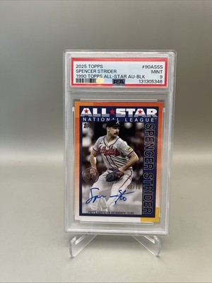 2025 Topps Spencer Strider 1990 All-Star AU-BLK 02/10 PSA 9 