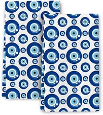 Blue Evil Eye Mati Kitchen Dish Towels Set of 2