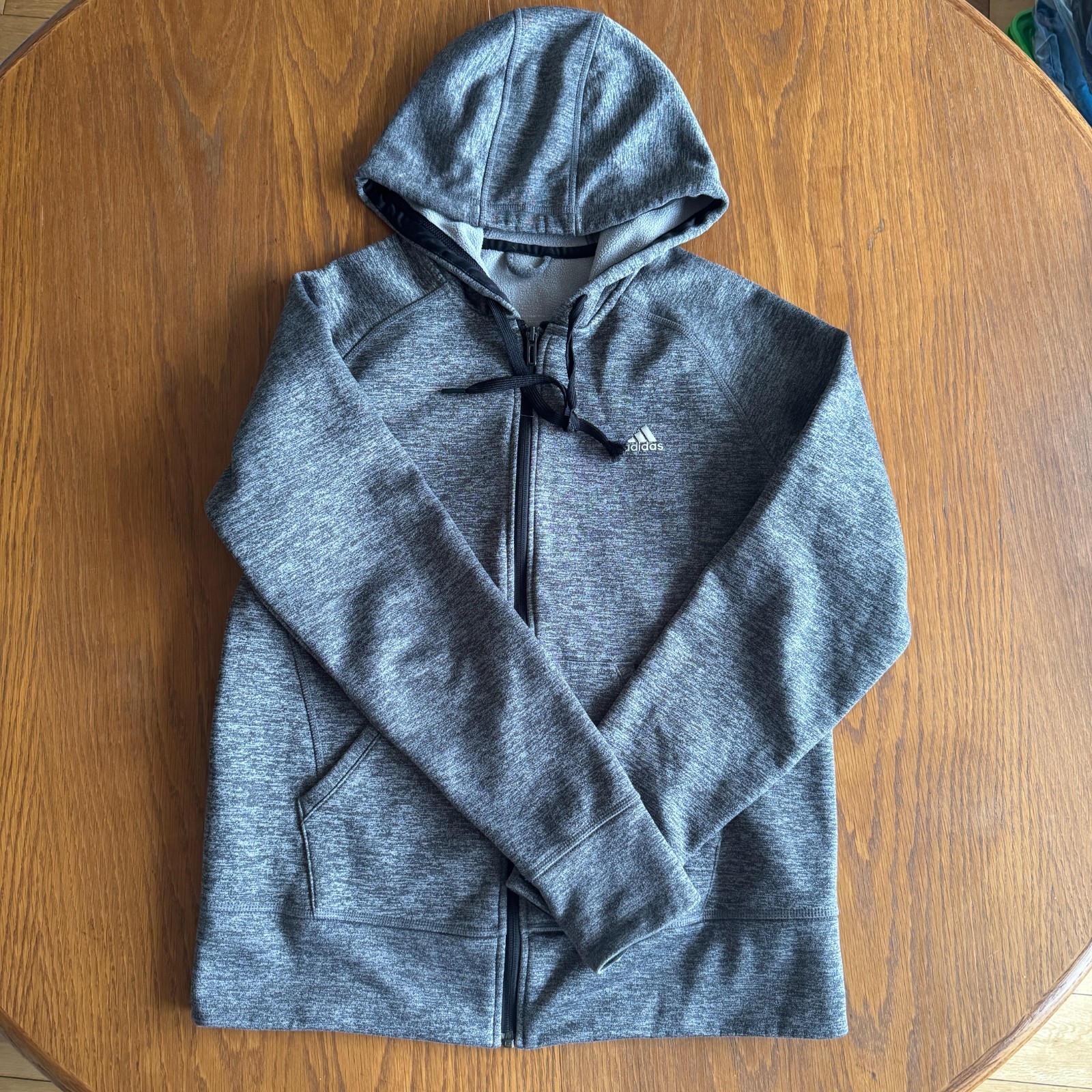 Adidas Climawarm Womens M 12-14 Full Zip Hoodie | Grey Marl