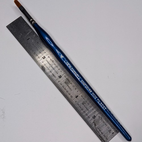 Vtg Loew-Cornell Comfort 3500 Filbert Size 4 Paint Brush Blue Ergo Handle Artist