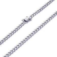 14K White Gold Solid 6mm Mens Miami Cuban Link Chain Necklace Box Clasp 18"