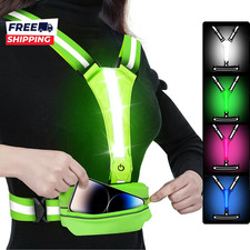 LED Reflective Light up Safety Running Vest for Biking Walking at Night