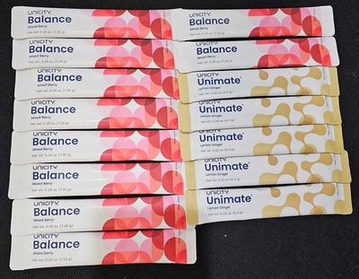 Unicity Unimate Combo - 10 packs Mixed Berry Balance & 5 packs of Lemon Ginger