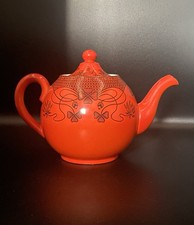 Théière Sarreguemines Et Digoin Art Nouveau Orange Forme Boule Bon état