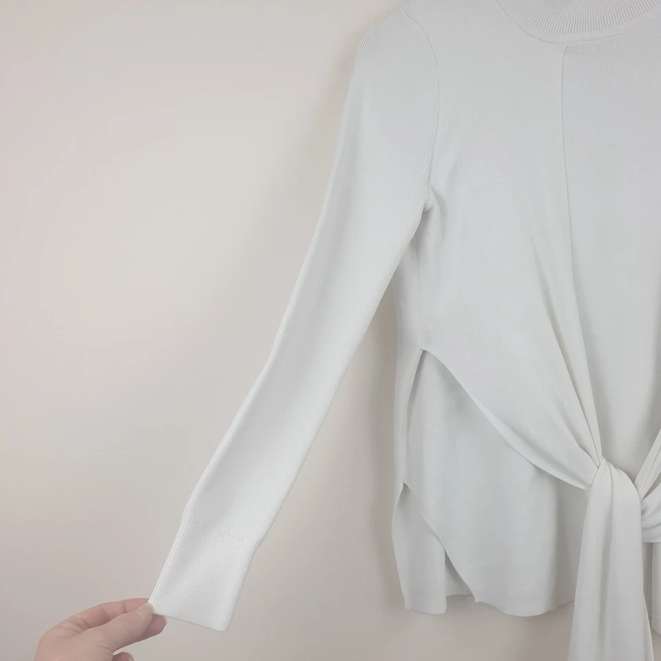 Jersey Karen Millen Mujer Medio Blanco Dramático Corbata Cintura Cuello Embudo Foto 3 de 4
