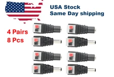 8 Pcs DC Power Plug Male Female Connector 5.5x2.1mm Jack Adapter For CCTV Camera