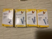 Lot of 4 Freestyle 28 Gauge Sterile Lancets Box of 100 count 400 Total exp. 2029