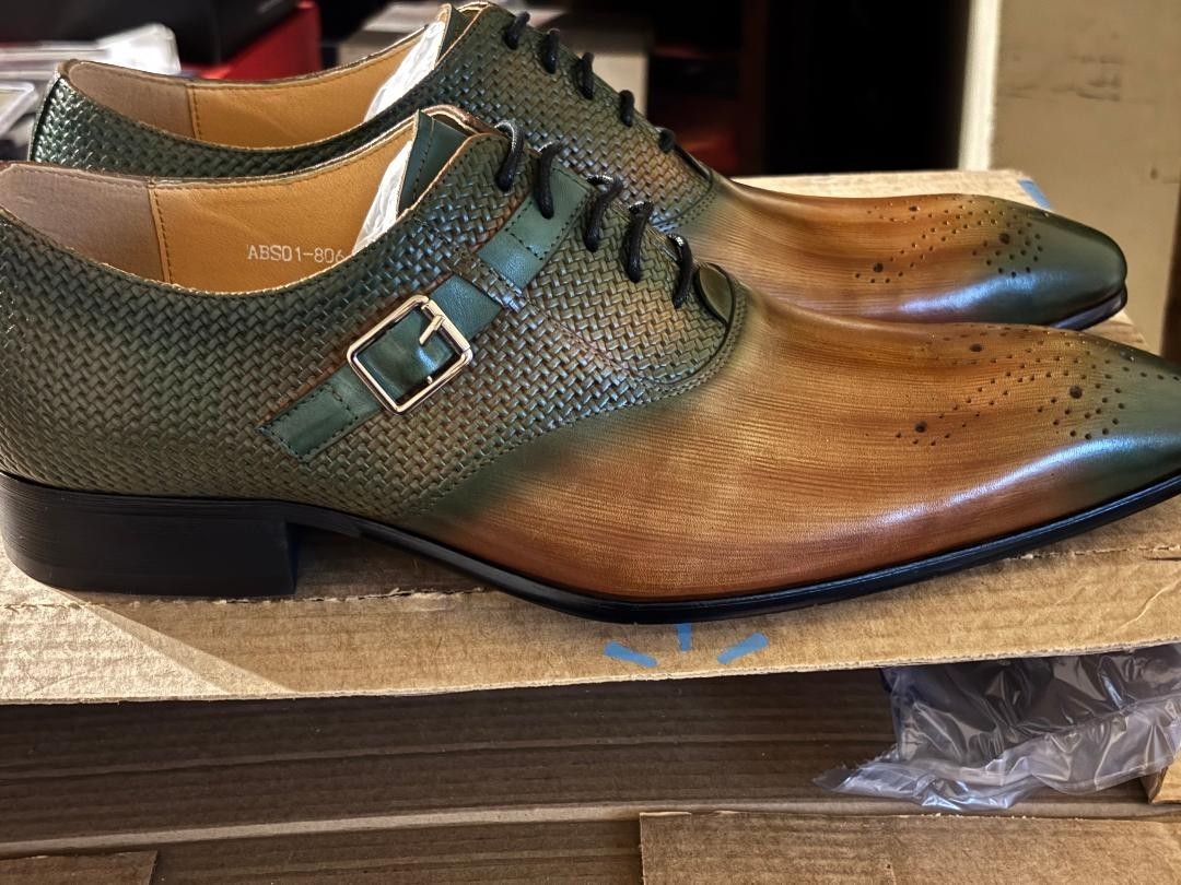 Green and Brown Brogue Oxford Shoes (Men's US 10.) (Includes Shoe