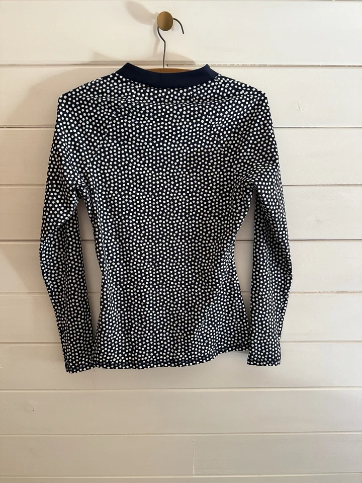 BODEN Rash Guard Swimming Top Women US Size 8 Navy Blue Dot Zip Up | MINT COND - Image 3 of 4
