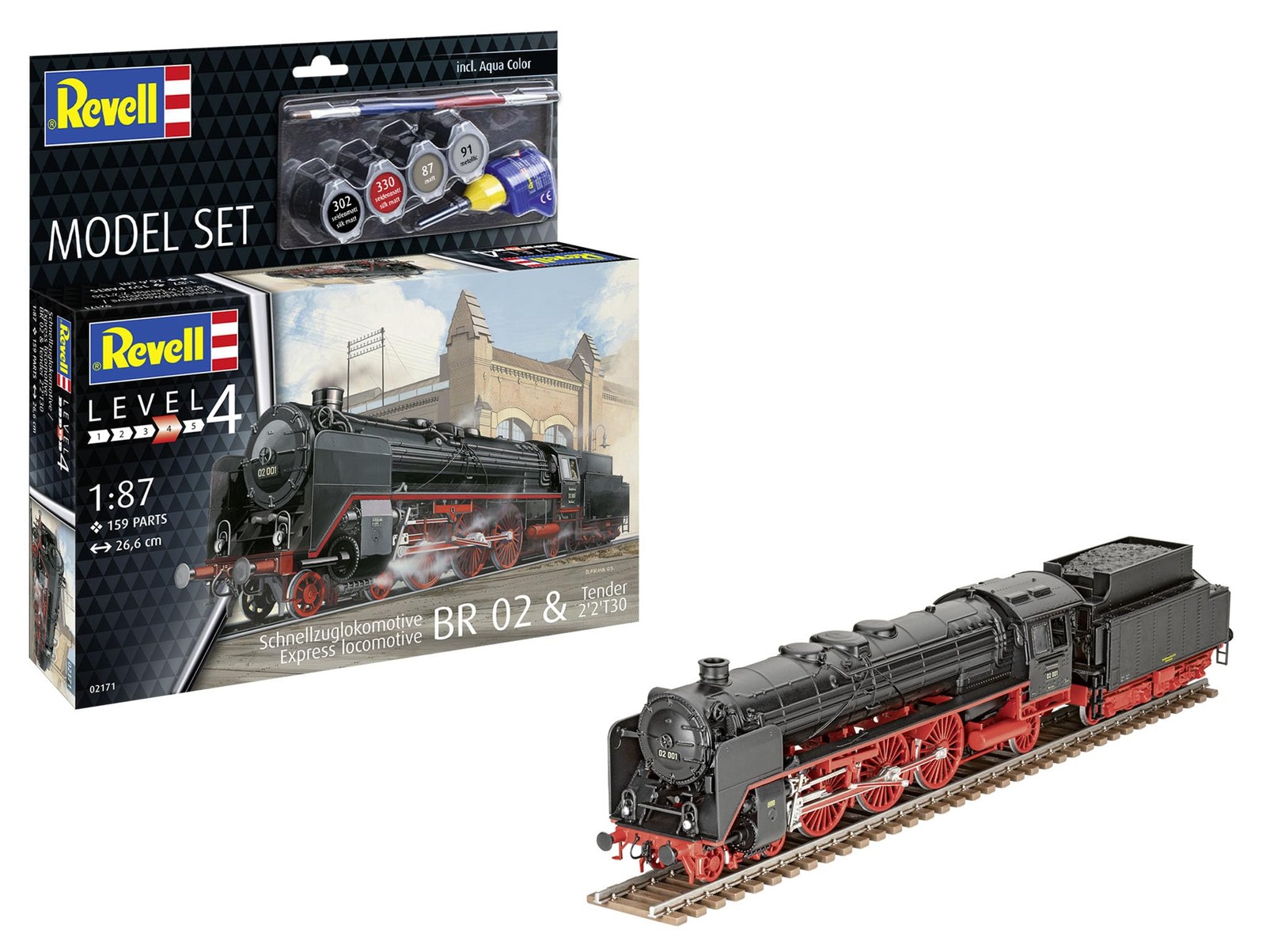 Revell Model Set 62171 Express Locomotive BR02&Tender 2'2'T30 1:87 Scale Unbuilt
