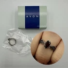 Sz 5 Avon Sterling Silver Ring Marquise Garnet Birthstone Filigre 925 VTG